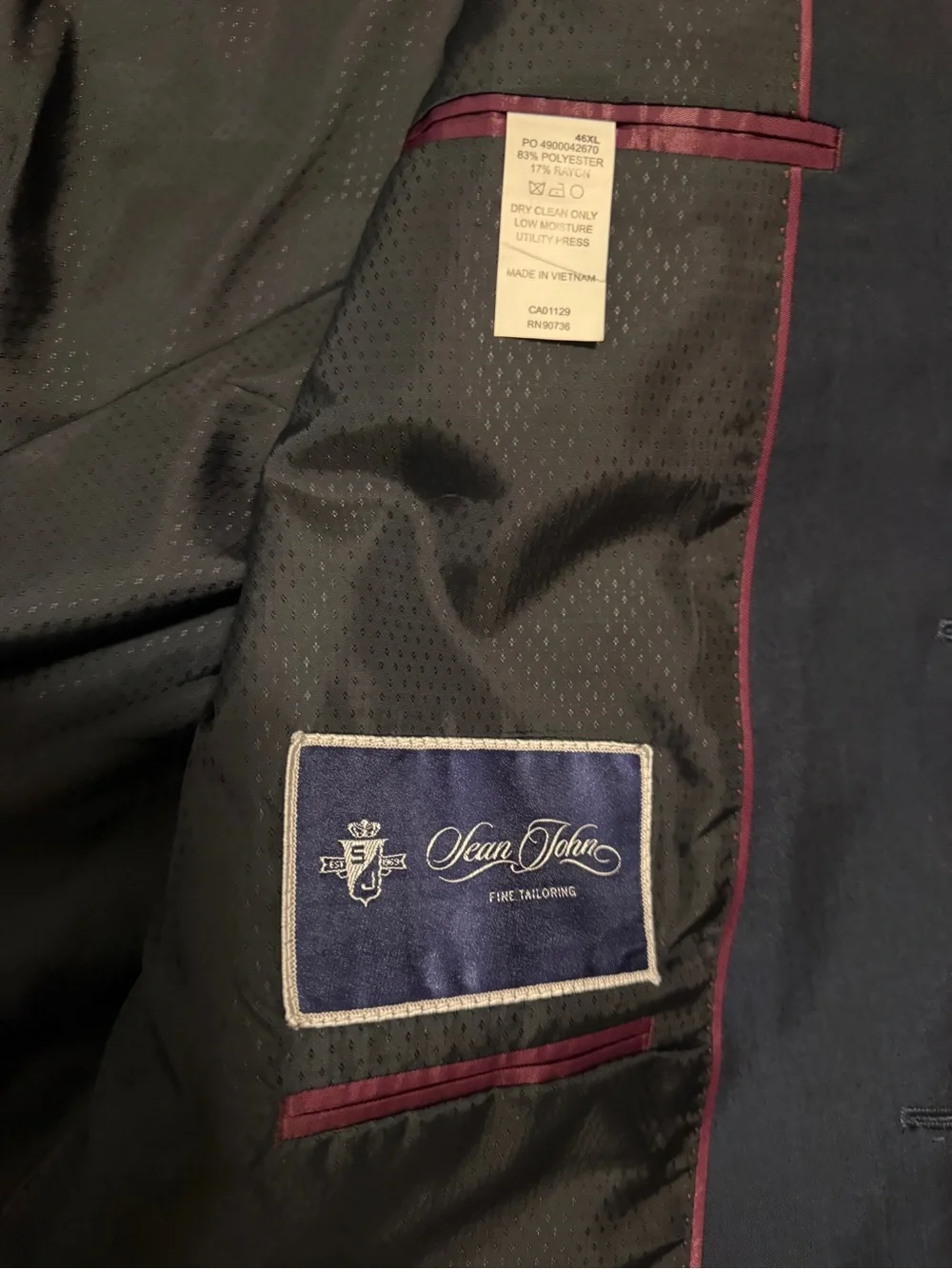 Sean John Fine Tailoring men’s 2-piece suit size 46XL- Navy Blue
